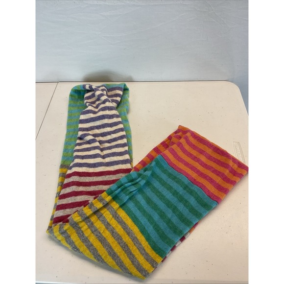 Sundance Angora Cashmere Colorful Rainbow Striped Infinity Scarf Soft Boho Cute - Picture 1 of 6